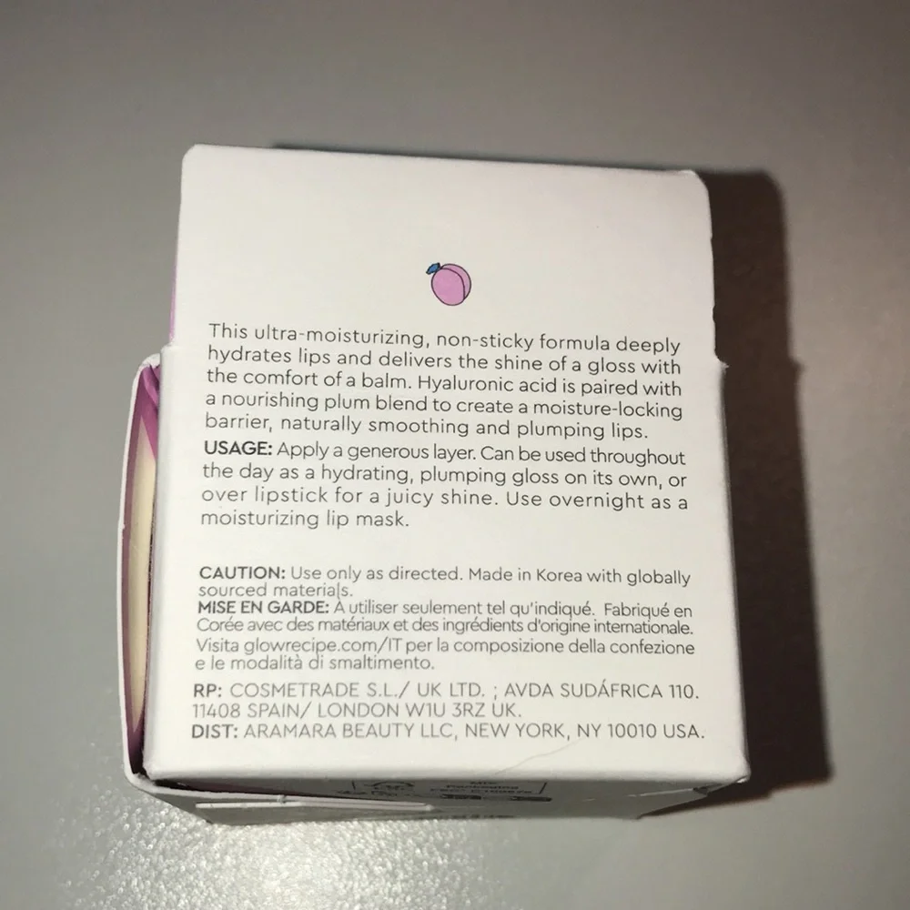 Glow Recipe Plum Plump Hyaluronic Gloss Balm 0.52 oz NEW